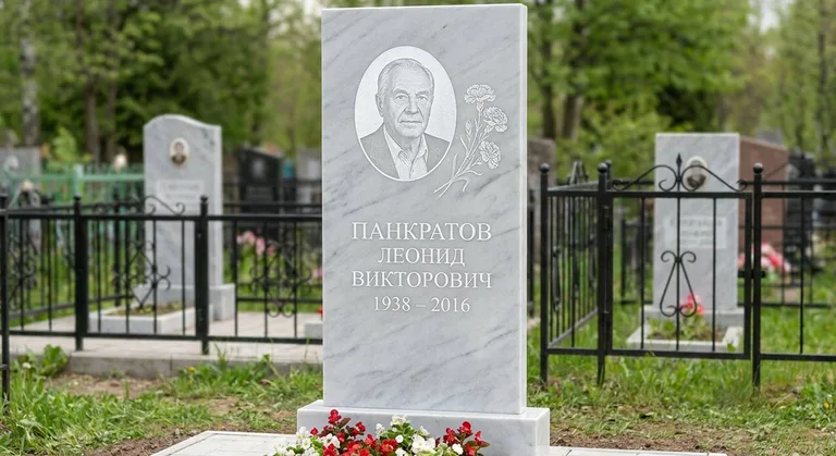 Памятник с гравировкой гвоздик — выполненная работа «Панкратов» в Екатеринбурге