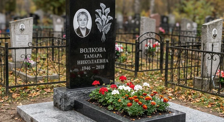 Гравировка калл на памятник в Екатеринбурге — пример работы на граните