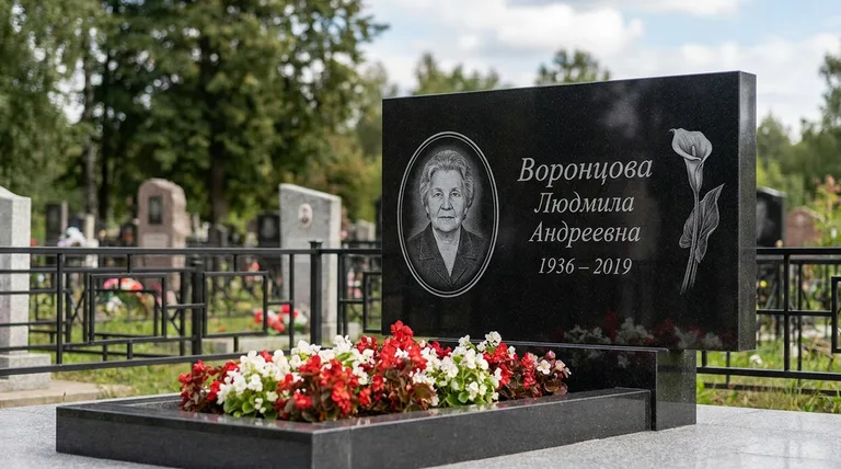 Памятник с гравировкой калл — выполненная работа «Воронцова» в Екатеринбурге