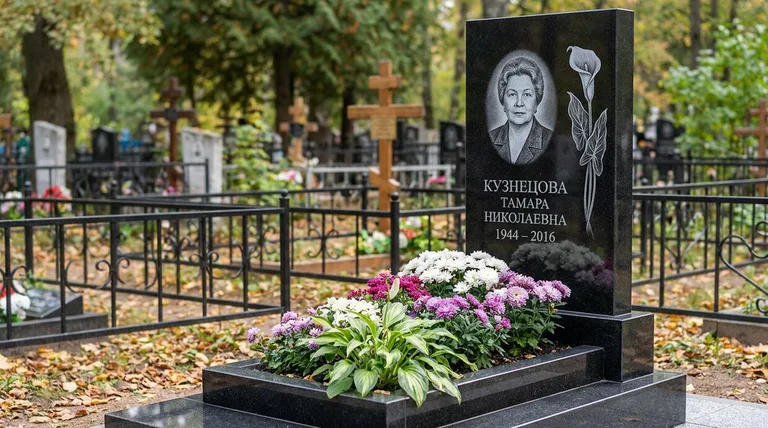 Памятник с гравировкой калл — выполненная работа «Кузнецова» в Екатеринбурге