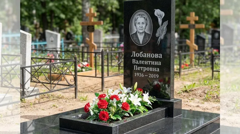 Памятник с гравировкой калл — выполненная работа «Лобанова» в Екатеринбурге