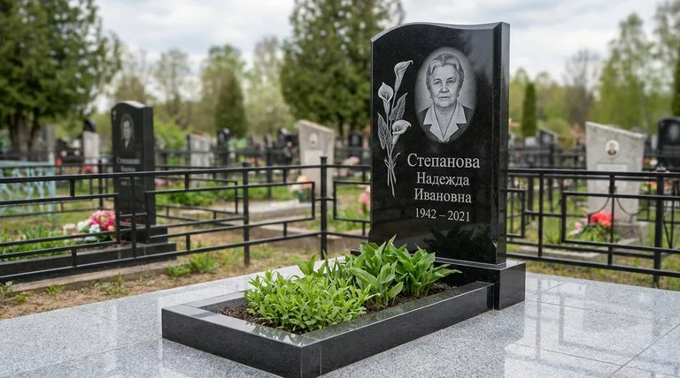 Памятник с гравировкой калл — выполненная работа «Степанова» в Екатеринбурге