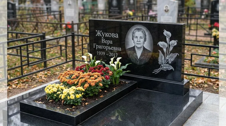 Памятник с гравировкой калл — выполненная работа «Жукова» в Екатеринбурге