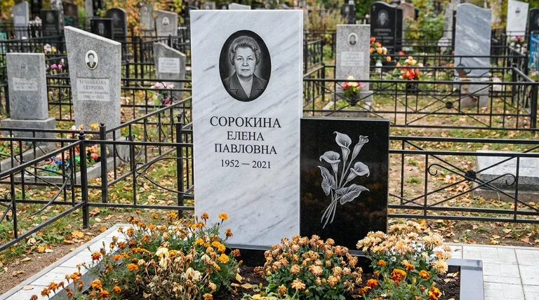 Памятник с гравировкой калл — выполненная работа «Сорокина» в Екатеринбурге