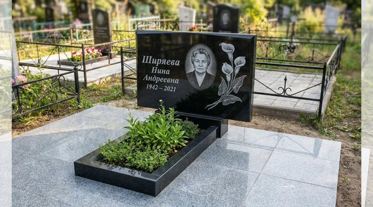 Памятник с гравировкой калл — выполненная работа «Ширяева» в Екатеринбурге