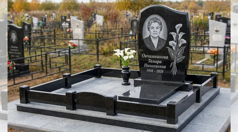 Памятник с гравировкой калл — выполненная работа «Овчинникова» в Екатеринбурге