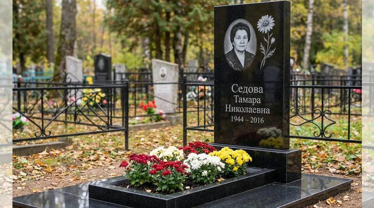 Памятник с гравировкой ромашек — выполненная работа «Седова» в Екатеринбурге