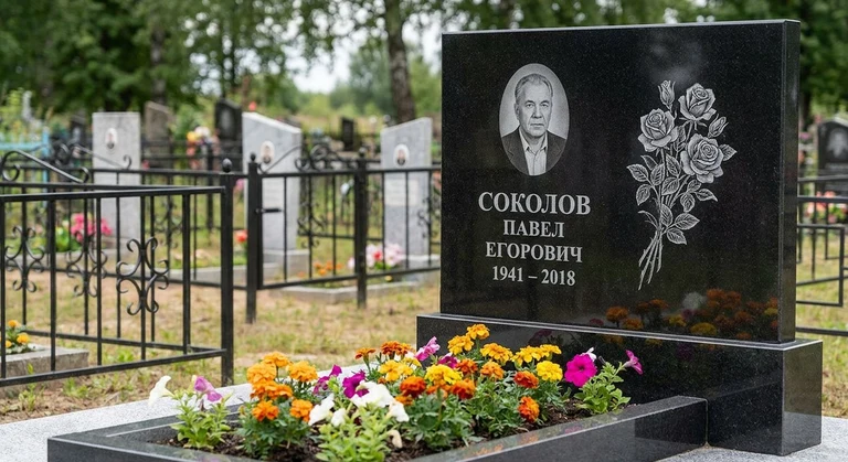 Гравировка роз на памятник в Екатеринбурге — пример работы на граните