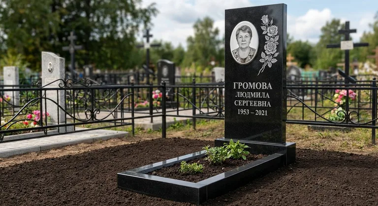 Памятник с гравировкой роз — выполненная работа «Громова» в Екатеринбурге