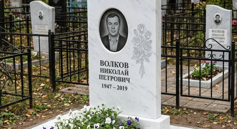 Памятник с гравировкой роз — выполненная работа «Волков» в Екатеринбурге