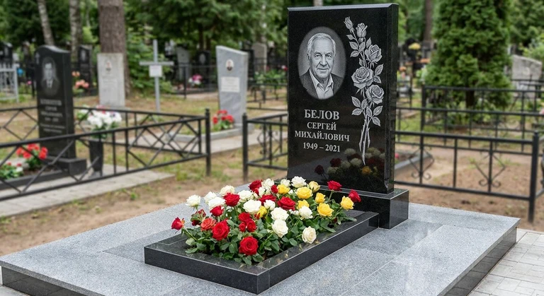 Гравировка цветов на памятник в Екатеринбурге — розы на граните