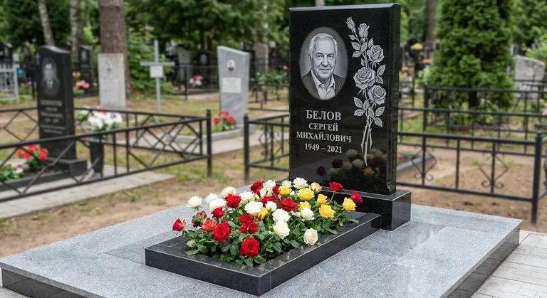 Памятник с гравировкой роз — выполненная работа «Белов» в Екатеринбурге