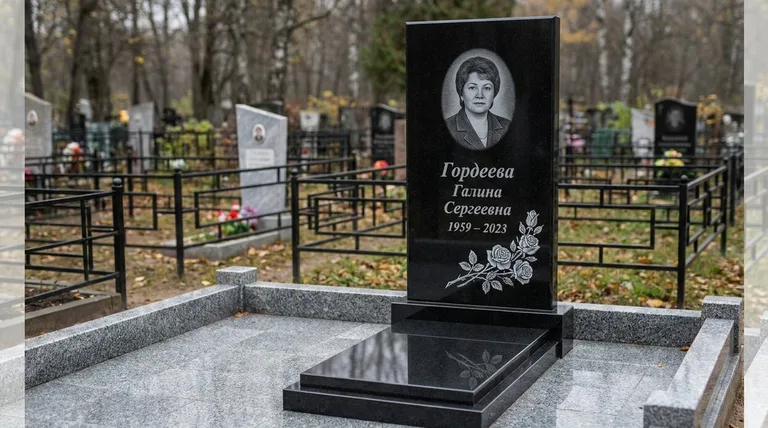 Памятник с гравировкой роз — выполненная работа «Гордеева» в Екатеринбурге