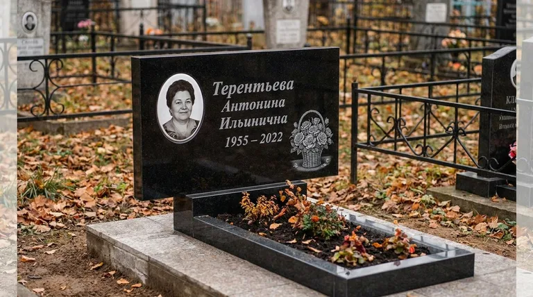 Памятник с гравировкой роз — выполненная работа «Терентьева» в Екатеринбурге