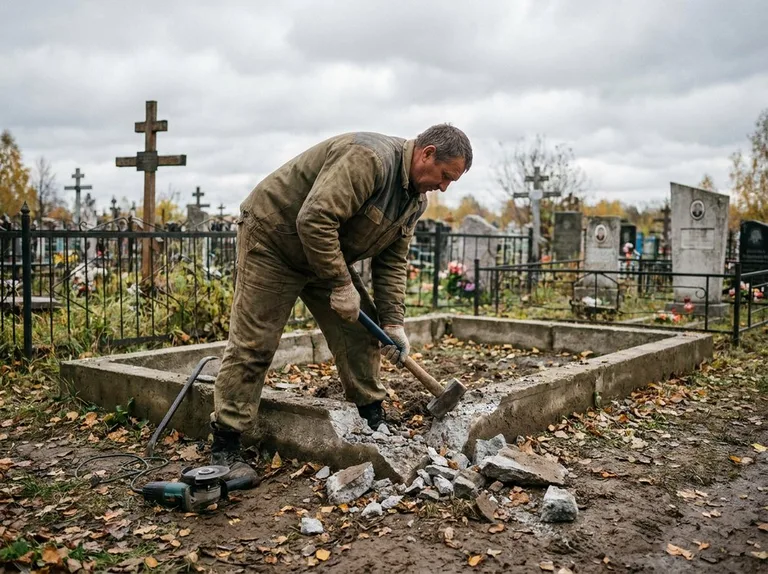 Демонтаж цветника на могиле в Екатеринбурге