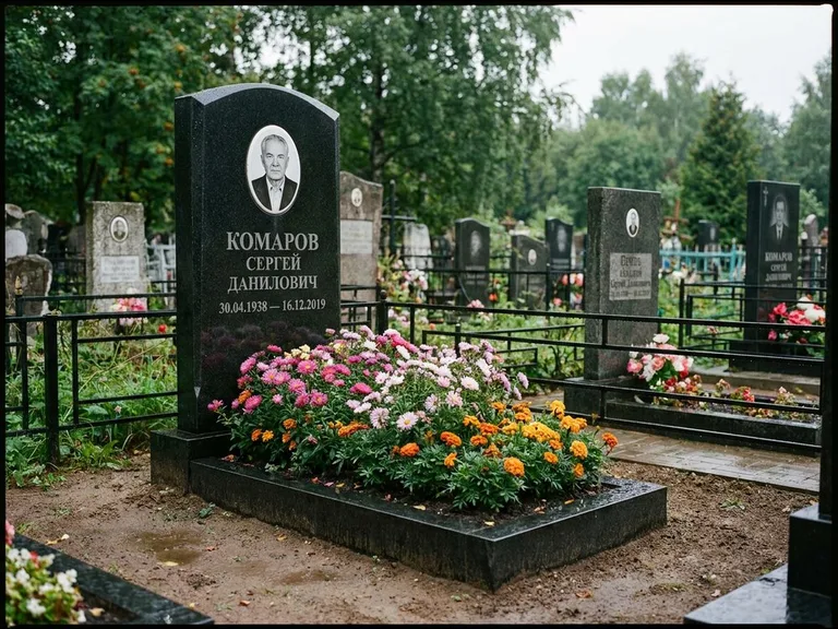 Портрет на керамике — семейный памятник в Екатеринбурге