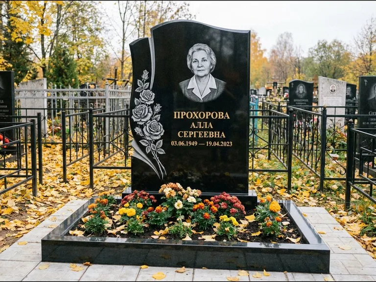 Гравировка портрета на чёрном граните — выполненная работа 20 в Екатеринбурге