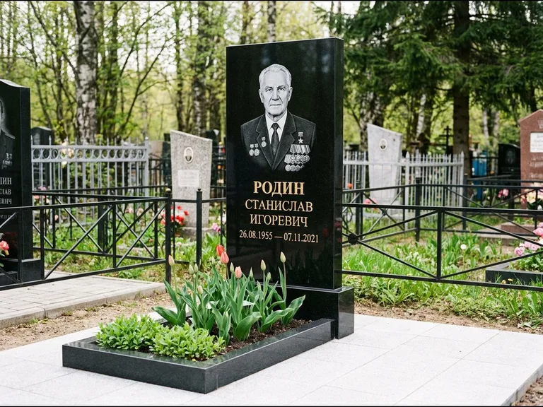 Гравировка портрета на чёрном граните — выполненная работа 21 в Екатеринбурге