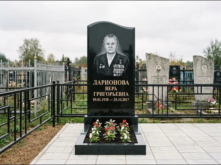 Гравировка портрета на чёрном граните — выполненная работа 28 в Екатеринбурге