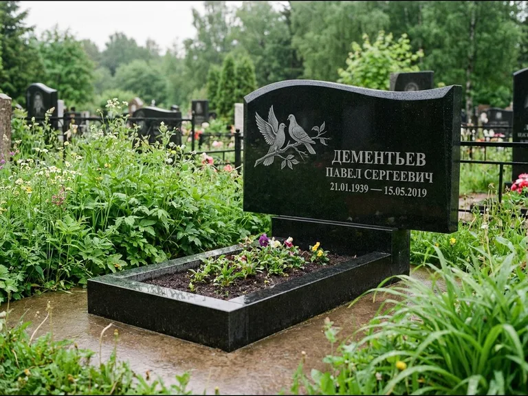 Памятник с гравировкой голубей — гравировка голубей, работа «Дементьев» в Екатеринбурге