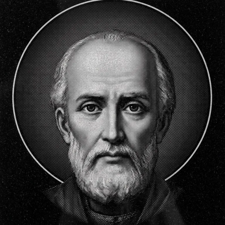 Эскиз иконы: Николай Чудотворец (полутон) — объёмный лик святителя, гравировка на памятник в Екатеринбурге