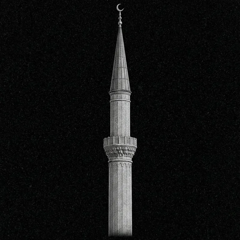 Эскиз: Минарет (фотореализм) — одиночный минарет с полумесяцем в Екатеринбурге