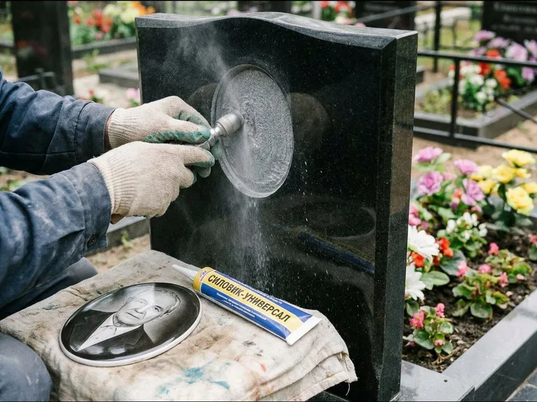 Лунка под фотокерамику — гравировка с выездом на кладбище в Екатеринбурге