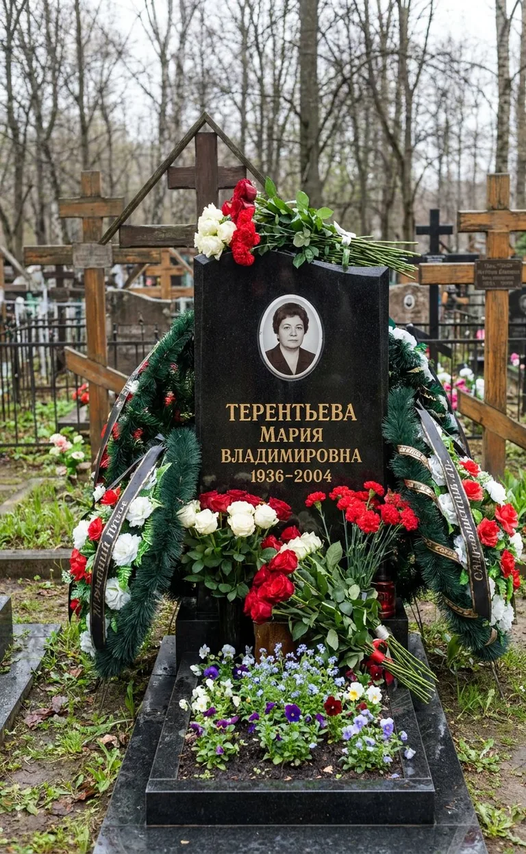 Памятник с цветником на Юго-Западном кладбище