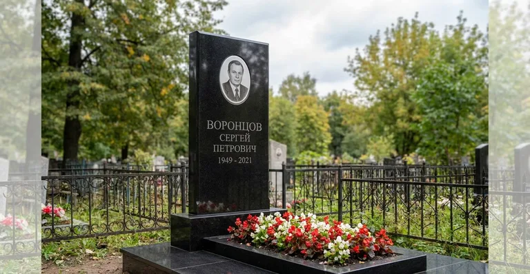 Гранитный памятник с портретом, Пример гранитного памятника работы мастерской «Мастер Каменев»