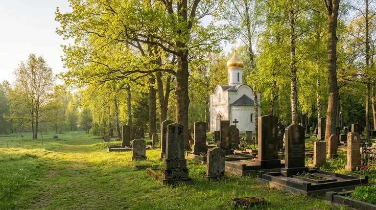 Аллея на Успенском кладбище в Ставрополе у Успенского храма