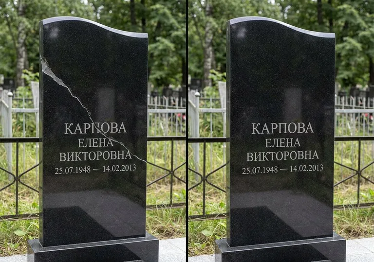Заделка трещины на чёрном граните: до и после в Екатеринбурге