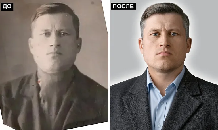 Ретушь фото на памятник — замена одежды: до и после в Екатеринбурге