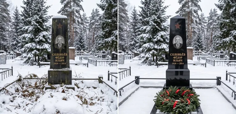 Уборка старого памятника до и после в Екатеринбурге