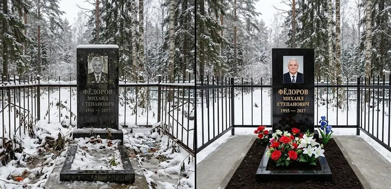 Диптих №20: тротуарная плитка вокруг памятника отмыта аппаратом высокого давления в Екатеринбурге