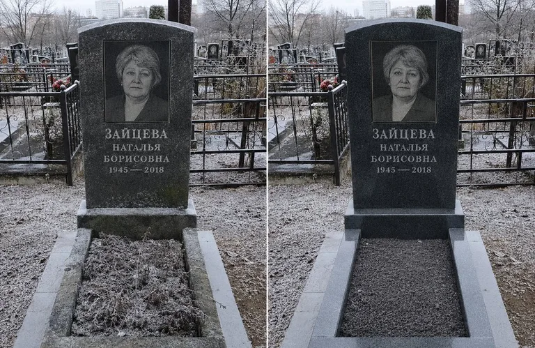 Диптих №10: белый мрамор — убраны жёлтые подтёки, восстановлена белизна стелы в Екатеринбурге