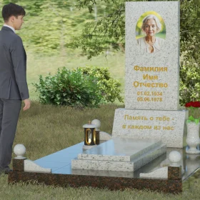 Комбинированный светский вертикальный памятник - П069