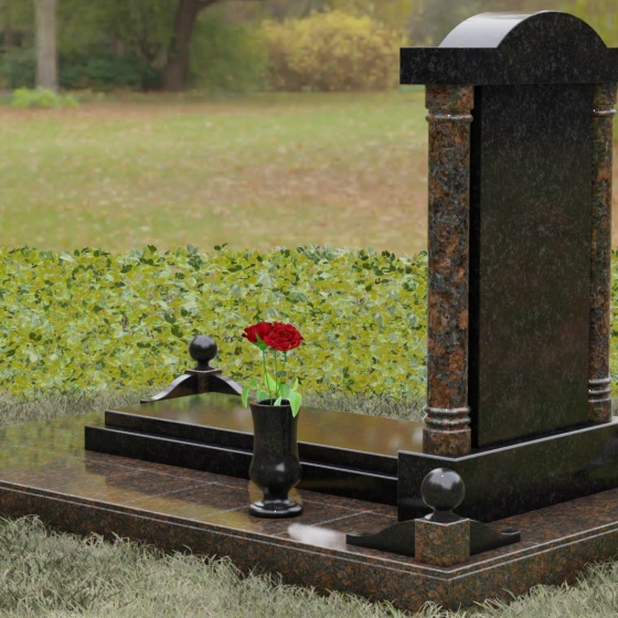 Мемориал с аркой и колоннами из гранита, гранит Габбро-диабаз, вид 3