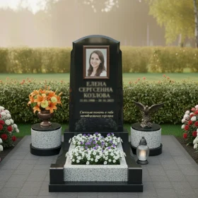 Элитный вертикальный гранитный памятник без мемориального комплекса - ПН026