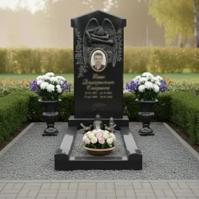 Светский вертикальный гранитный памятник для мемориального комплекса - ПН132