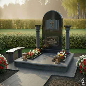 Гранитный двойной памятник с мемориальным комплексом - ПН169