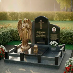 Элитный православный комбинированный памятник с крестом - ПН193
