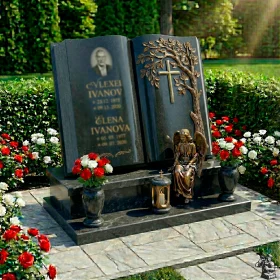 Элитный гранитный православный памятник на двоих - ПН236