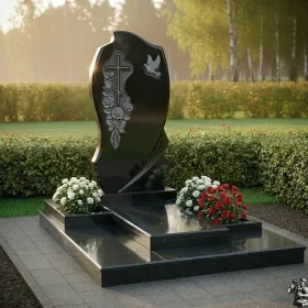 Элитный Гранитный вертикальный православный памятник - ПН281