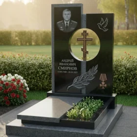 Элитный вертикальный памятник с крестом - ПН329