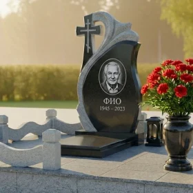 Элитный православный вертикальный гранитный памятник - ПН478