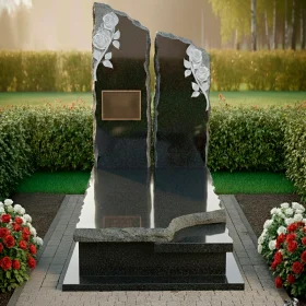 Гранитный вертикальный памятник для двоих - ПН620