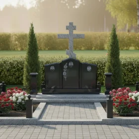 Горизонтальный православный памятник для троих - ПН687