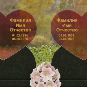 Памятник комбинированный со стеклом горизонтальный - П251