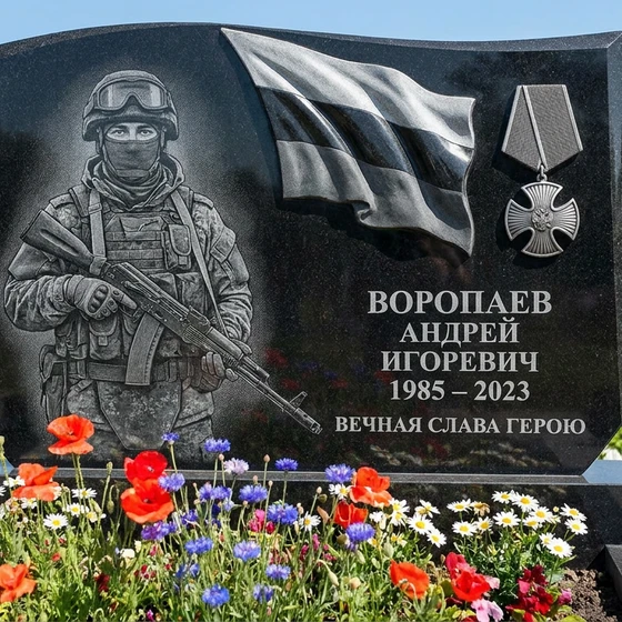 Памятник участнику СВО с флагом