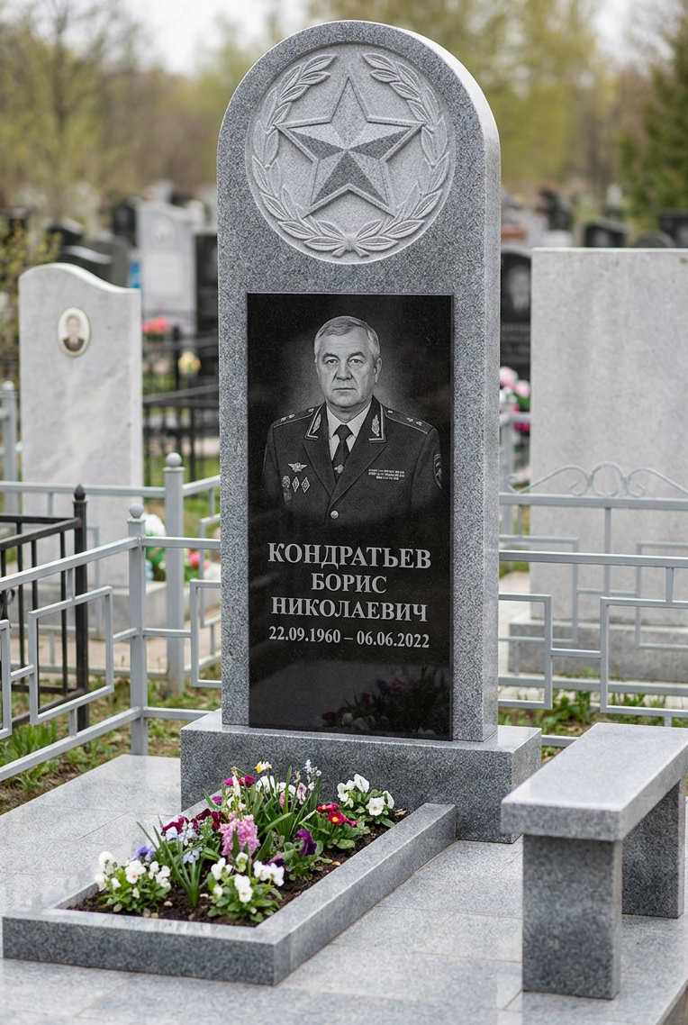 Пример дизайна: Памятник полицейскому из серого гранита со звездой